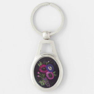 Floral en llavero negro
