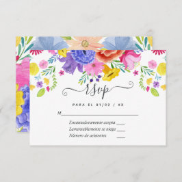 Floral Español Fiesta Boda Tarjeta RSVP