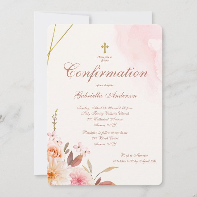 Floral Essence Invitación religiosa (Anverso)