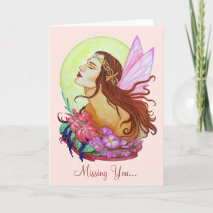 Floral Fairy Blank tarjeta "Miss You"
