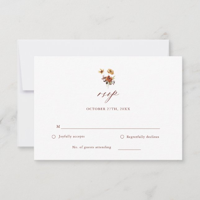 Floral Fall Boda floral Otoño Tarjeta RSVP (Anverso)