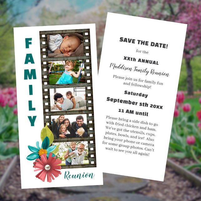 Floral Family Reunion Filmstrip Save the Date  (Subido por el creador)