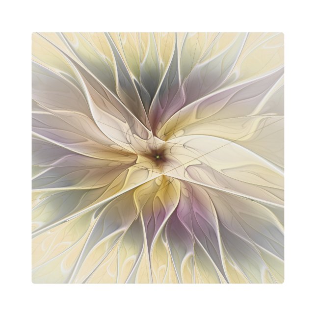 Floral Fantasía Oro berenjena Resumen Arte Fractal (Anverso)