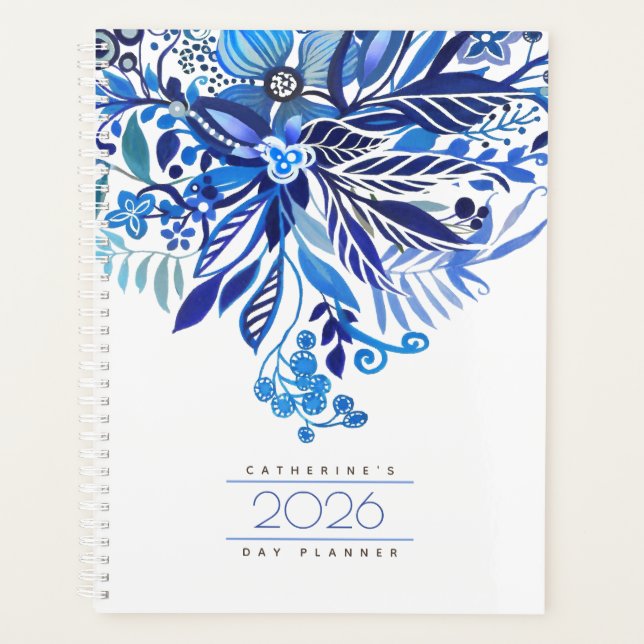 Floral Fantasy Blue Agenda Planner 2026 (Anverso)