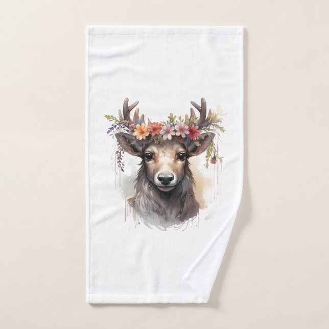 🌸 Floral Fantasy Deer Towonge 🦌 (Toalla de mano)