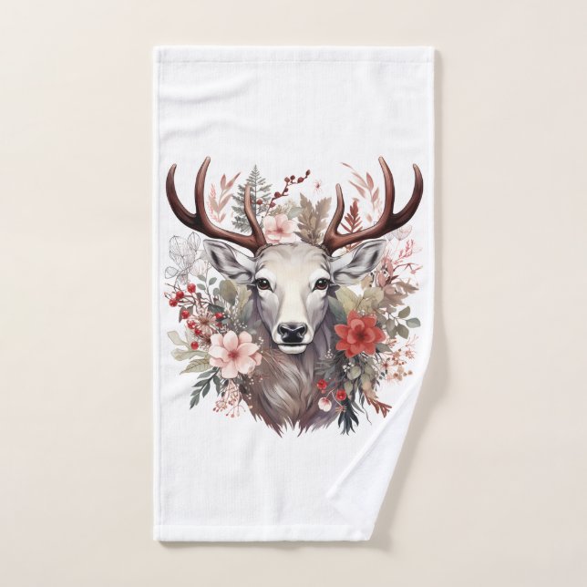 🌸 Floral Fantasy Deer Towonge 🦌 (Toalla de mano)