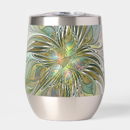 Floral Fantasy Modern Fractal Art Flower With Gold