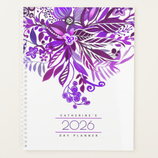 Floral Fantasy Purple Daily Agenda 2026