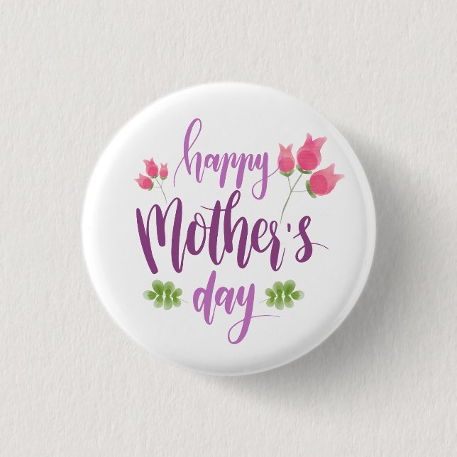 Floral feliz día de la madre| Botón Pin (Anverso)