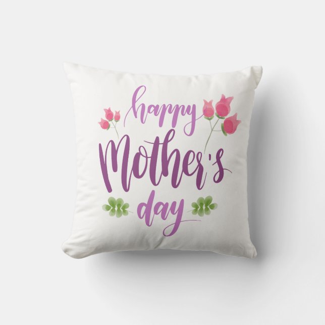 Floral feliz Día de la Madre | COJÍN DECORATIVO (Anverso)