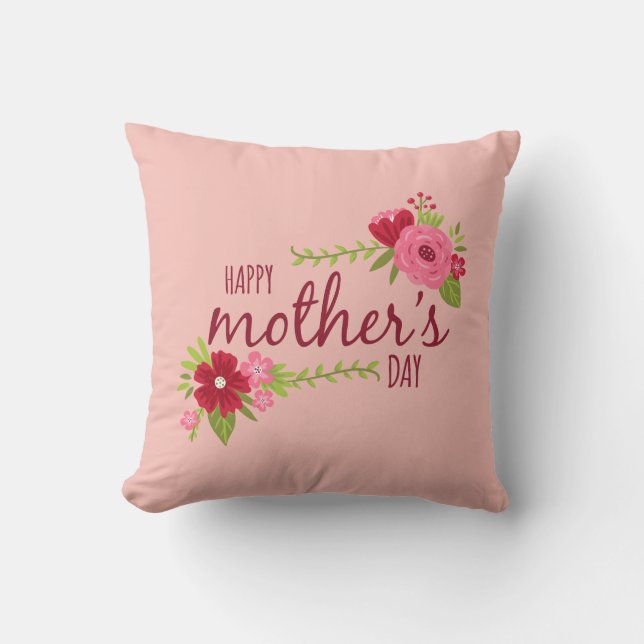 Floral feliz día de la madre | COJÍN DECORATIVO (Anverso)