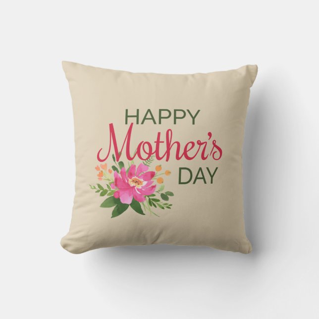 Floral feliz día de la madre | COJÍN DECORATIVO (Anverso)