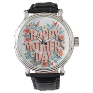 Floral feliz día de la madre reloj de damas