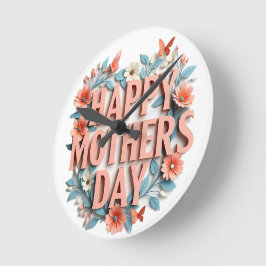 Floral feliz reloj de pared del día de la madre