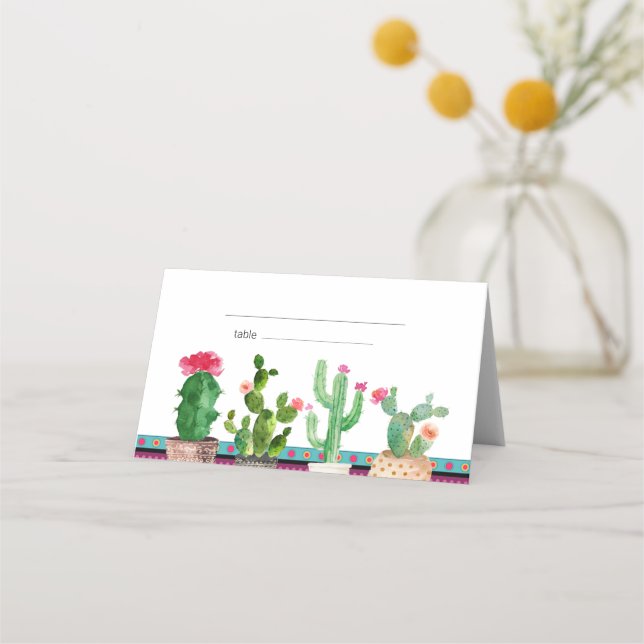 Floral Fiesta Cactus Parejas Ducha Tarjetas de vis (Anverso)