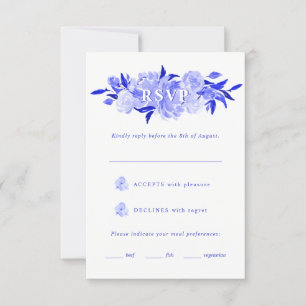 Floral floral azul y blanca Mitzvah RSVP