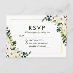 Floral Floral Boda Blanca Verde RSVP GS