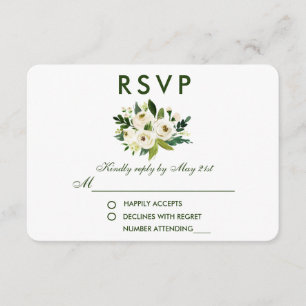 Floral Floral Boda Blanca Verde RSVP GS