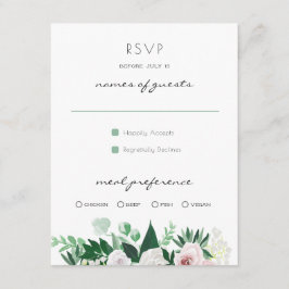Floral Floral Boda Verde de color de agua RSVP