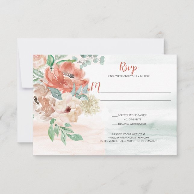 Floral floral de acuarela de Apricot en flor RSVP (Anverso)