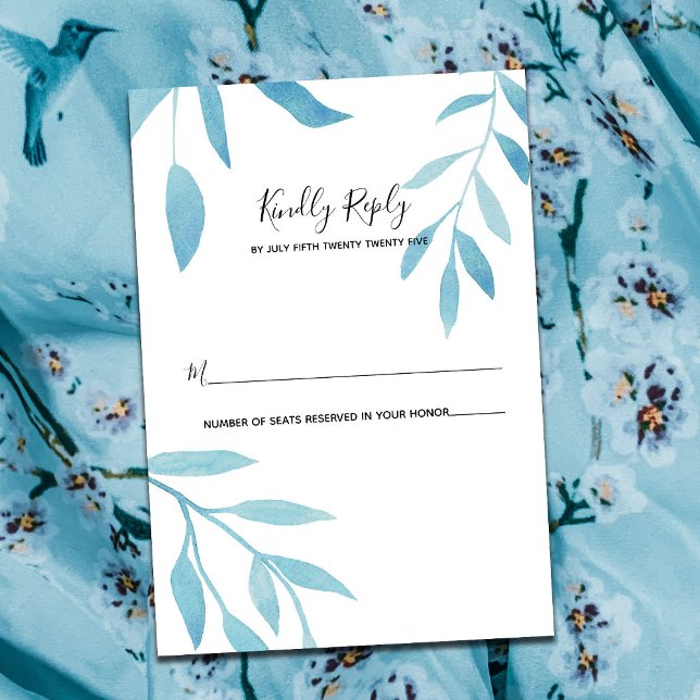 Floral floral de color azul moderno RSVP (Subido por el creador)