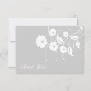 Floral Flourish Gracias Nota (Plata / Blanco)