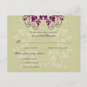 Floral Flourish Plum Purple (R) Boda Tarjeta RSVP