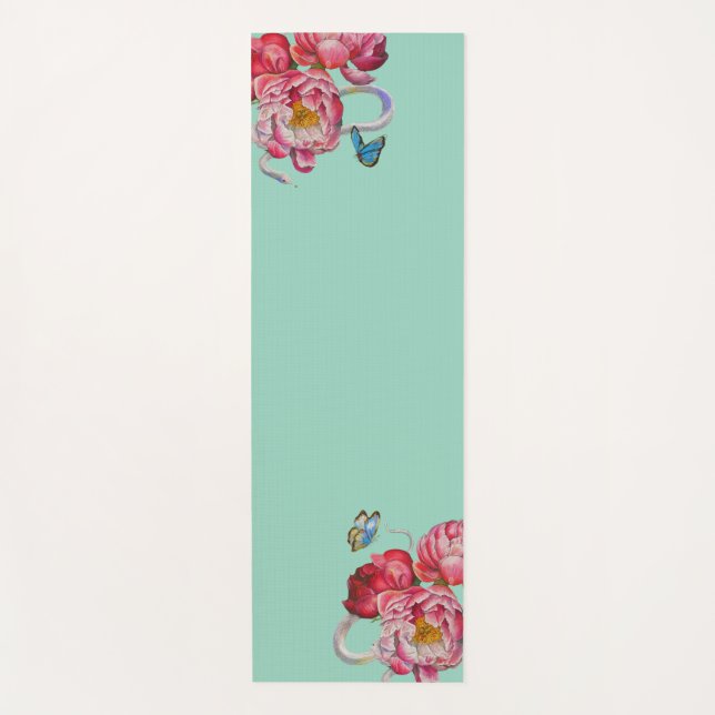 Floral Fortune Yoga Mat – Peony & Serpent Harmony (Anverso)