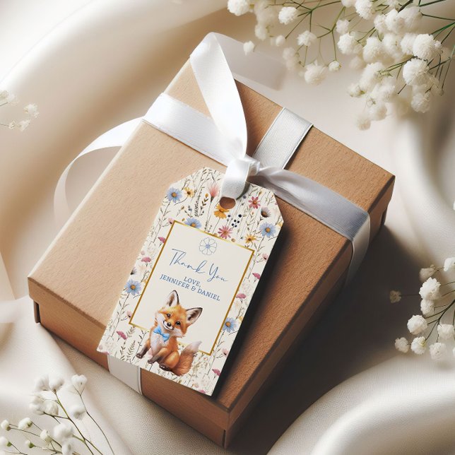Floral Fox Gracias Etiqueta por Woodland Baby Show (Subido por el creador)