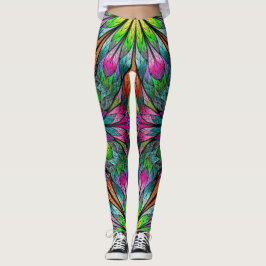 Floral Fractal Pop Fashion Leggings