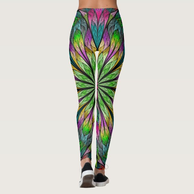 Floral Fractal Pop Fashion Leggings (Reverso)