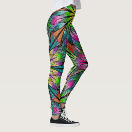 Floral Fractal Pop Fashion Leggings