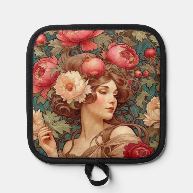 Floral Fruit Woman Pot Holder (Anverso)