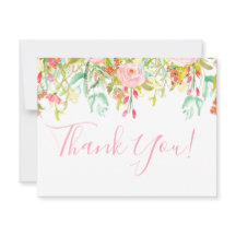 Floral Garden Pink Gracias Tarjeta De Nota