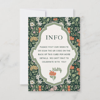 Floral Garden Wedding Info Tarjeta de gabinete de