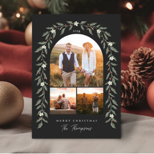 Floral Garland arquea 3 foto tarjeta de Navidades