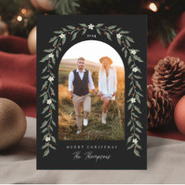 Floral Garland Arqueada foto tarjeta de Navidades 