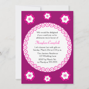 Floral Garland Pink Bridal Shower Invitación