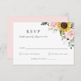 Floral girasoles Rubor Boda rosa Tarjeta RSVP