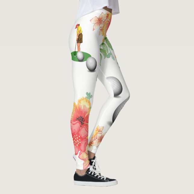 Floral Golf Balls Golfer Leggings (Derecha)