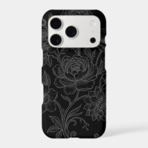 Floral Gótico Negro Grabado de Peonía Vintage