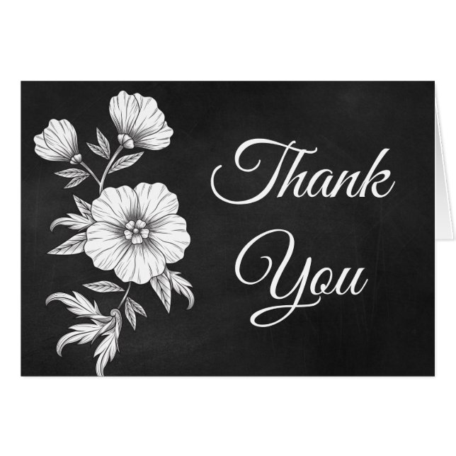 Floral Gracias Chalkboard Boda Flower Vintage (Anverso (Horizontal))