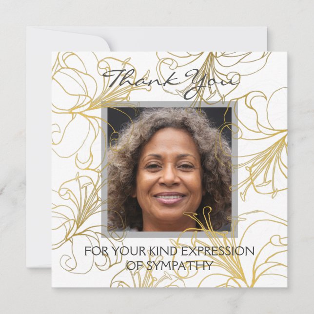 Floral Gracias Elegante Personalizado Lily Gold Fo (Anverso)