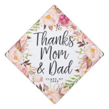 Floral Gracias mamá y papá graduados Cap Topper