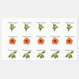 Floral "Gracias" Pegatinas 3 diseños de flores