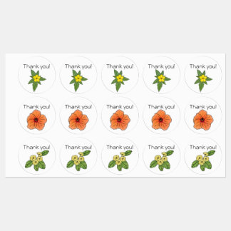 Floral "Gracias" Pegatinas 3 diseños de flores
