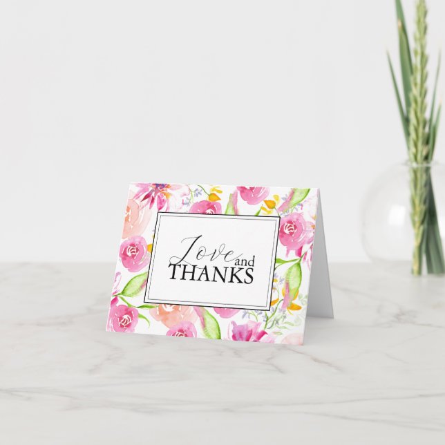 Floral Gracias Tarjeta Para Boda (Anverso)