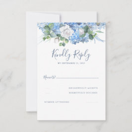 Floral Greenery Dusty Blue Wedding RSVP