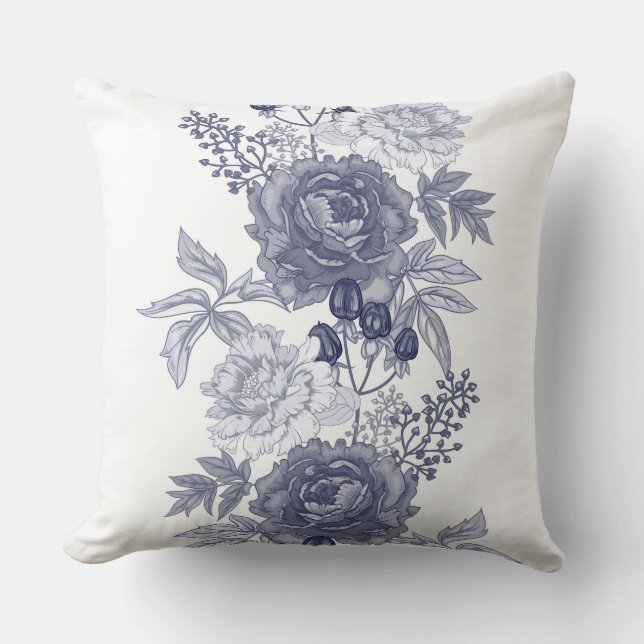 Floral gris azul/ almohada turbia (Anverso)