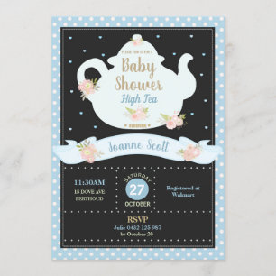 Floral High Tea Fiesta Baby Shower Invitación Boy